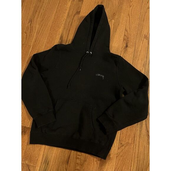 Stussy Tops - Stussy Hoodie Black Spellout Logo Women's L Streetwear Grunge Punk Y2K Skater